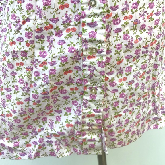 Vintage 60’s pink & purple floral cotton button down belted shirt dress - Picture 5 of 12